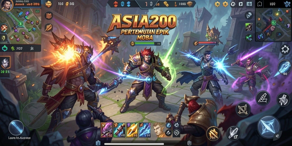 Screenshot menunjukkan aksi seru dalam gameplay ASIA200 MOBA.