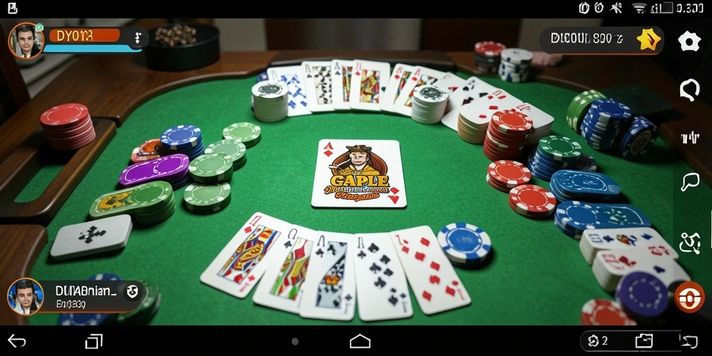 Screenshot utama DY01 menampilkan gameplay Gaple yang seru dan interaktif.