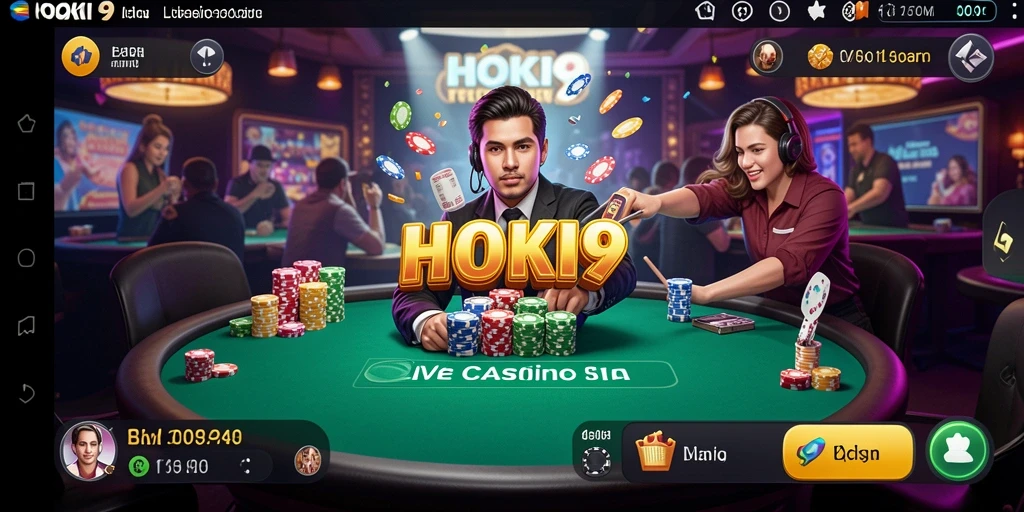 Tampilan interaktif dari gameplay Live Casino di HOKI9.