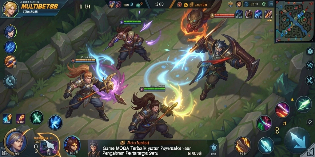 Screenshot menampilkan pertarungan seru dalam MULTIBET88 sebagai game MOBA.
