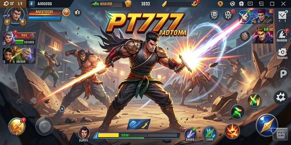Screenshot dari PT777 menampilkan aksi pertarungan yang mendebarkan.