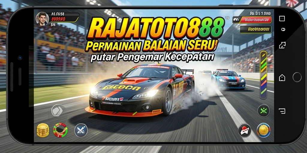 Tampilan gameplay RAJATOTO88 yang mendebarkan di trek balap.